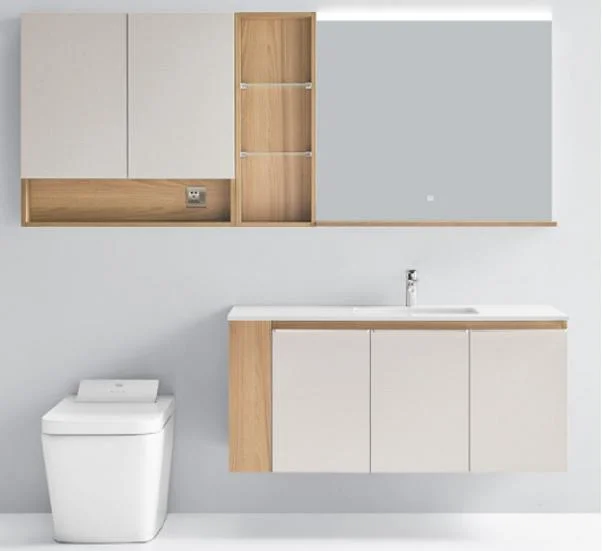 Diseño personalizado Cuarto de baño vanidad Contrachapado Gabinetes de baño con lavabo de cerámica