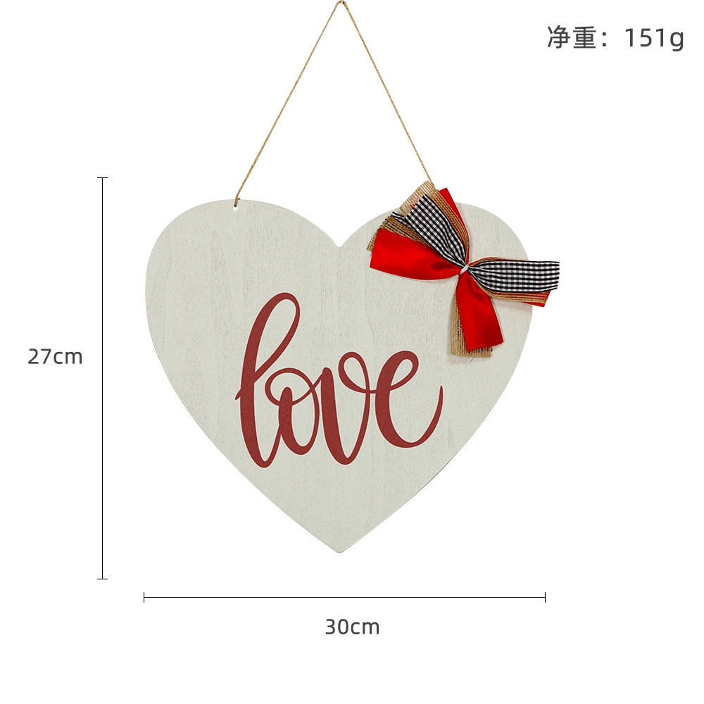 Valentine's Day Love Bow Wooden Hanging Sing for Wall Door