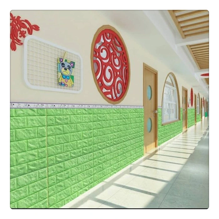 2021 3D Foam Wallpaper Cheap XPE PE Foam Self Adhesive Foam Wall Sticker Brick Wood Cartoon Designs Soft Kids Room for DIY Wall Decoration