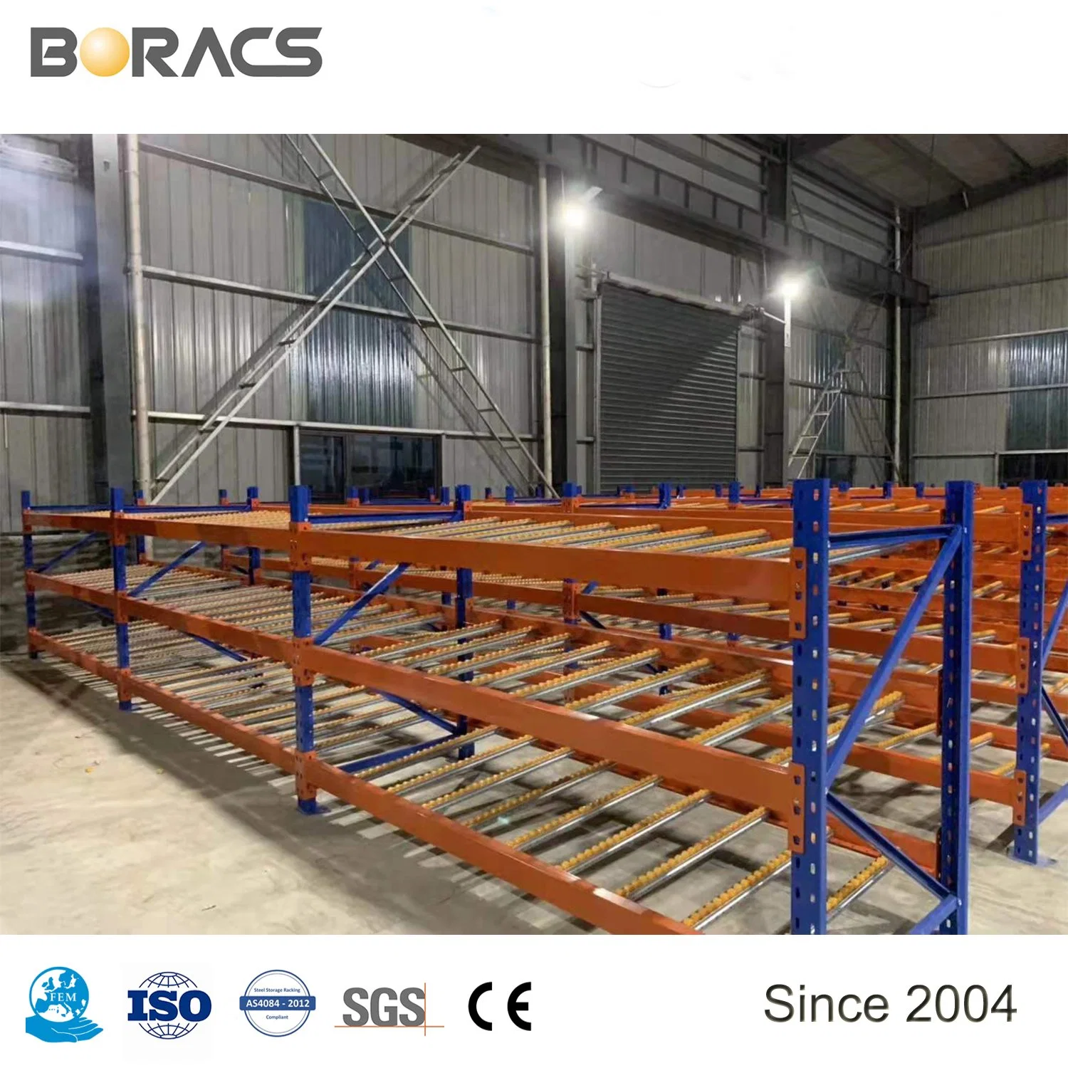 Heavy Duty Steel Carton Flow Through Steel Long Strip Gravity Flow Racking in Logistic Cargo Center