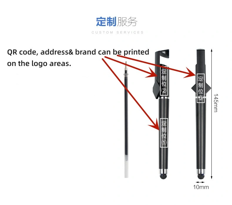 Wholesale/Supplier Stationery Advertisement Pen 3 in 1 Stylists Gel Pens with Stylus Tip for Touch Screens Compatible with Phone and Tablets as Phone Holders