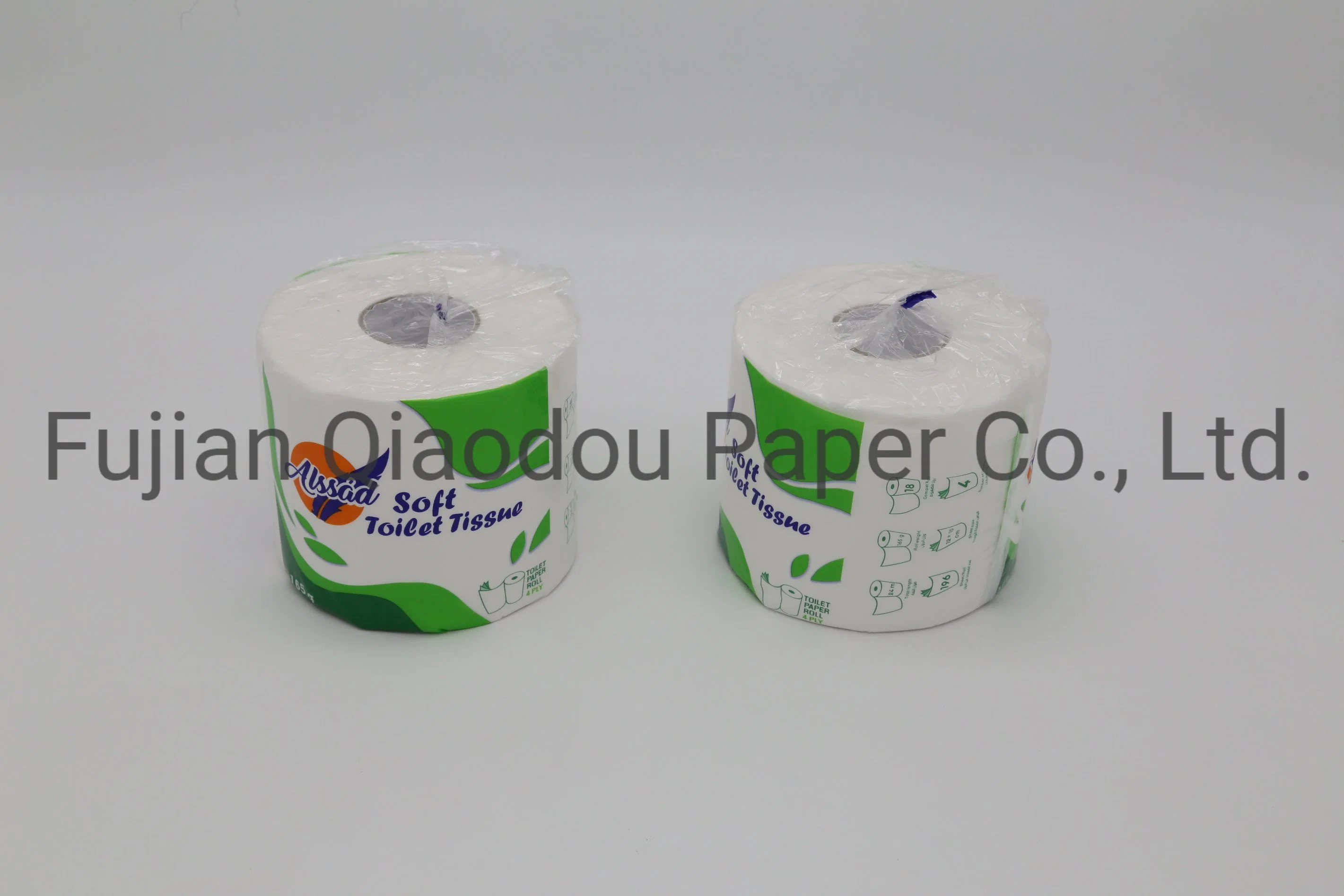 China Proveedor Qiaodou Biodegradable Reciclaje de papel higiénico blanco tejido rollo