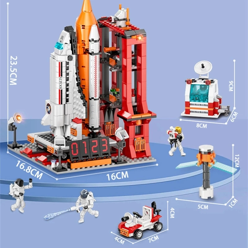 909PCS Ciudad Aeroespacial Rocket Launch Center Arquitectura Astronaut Figures Toys Kids Toys ladrillos educativos bloques de construcción bloques de juguetes para niños