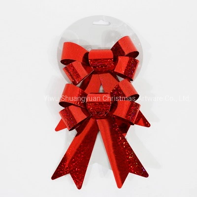 2pcs PVC Laser rouge Bowknot Festival de cadeau de Noël Décoration