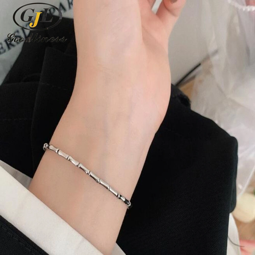 Fashion Sterling Silver Bamboo Joint Bracelets Bangles Silver Jewelry