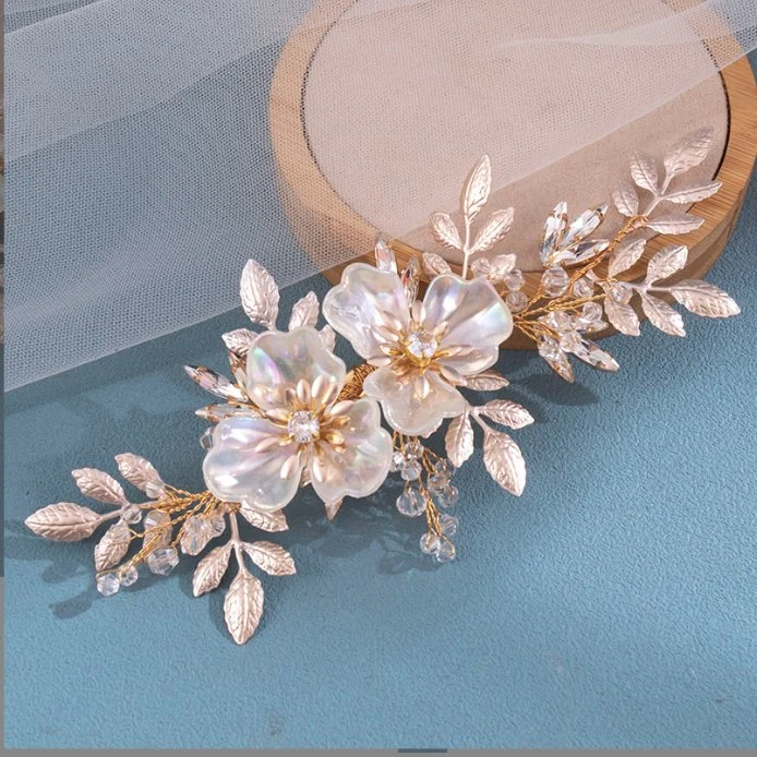 Bridal Wedding Hair Pin Hair Stick, Bridal Leaf Flower Hair Pin Hair Accessories. Wedding Rhinestone Hair Stick Headpiece 2PS/Set