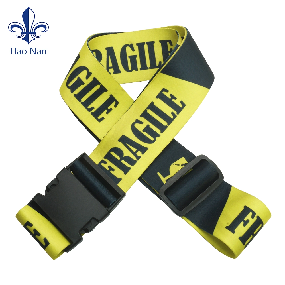 Custom Logo Polyester Printed Adjustable Luggage Strap Belt with Buckle