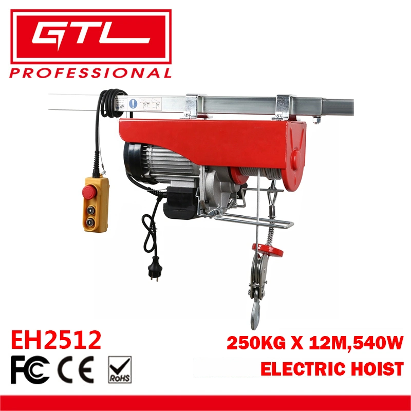 540W Bloco e lidar com a carga máxima de 250kg Talha Guincho Elevação dos cabos eléctricos com fio 12m vermelho e o controle remoto o guindaste andaime (EH2512)