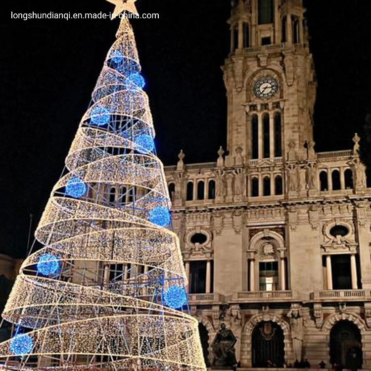 Décoration de Noël de plein air blanc chaud LED arbre de ruban en spirale