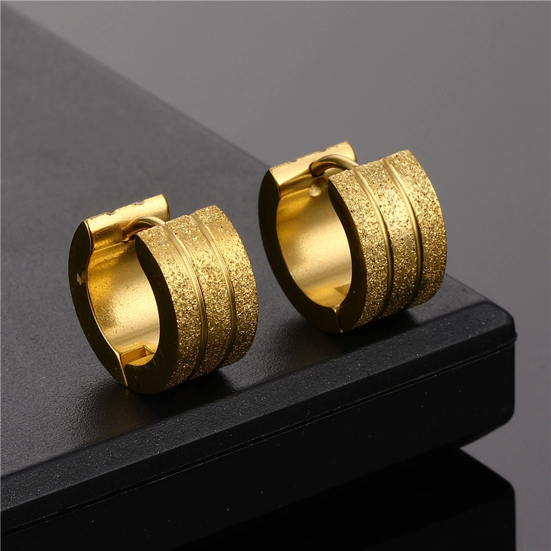 Fashion Jewelry ASTM F136 Titanium Broadside 3 Rows Spaced Diamond Optic Surface Hoop Huggie Earring Clicker Creoles Classic Body Piercing Jewelry