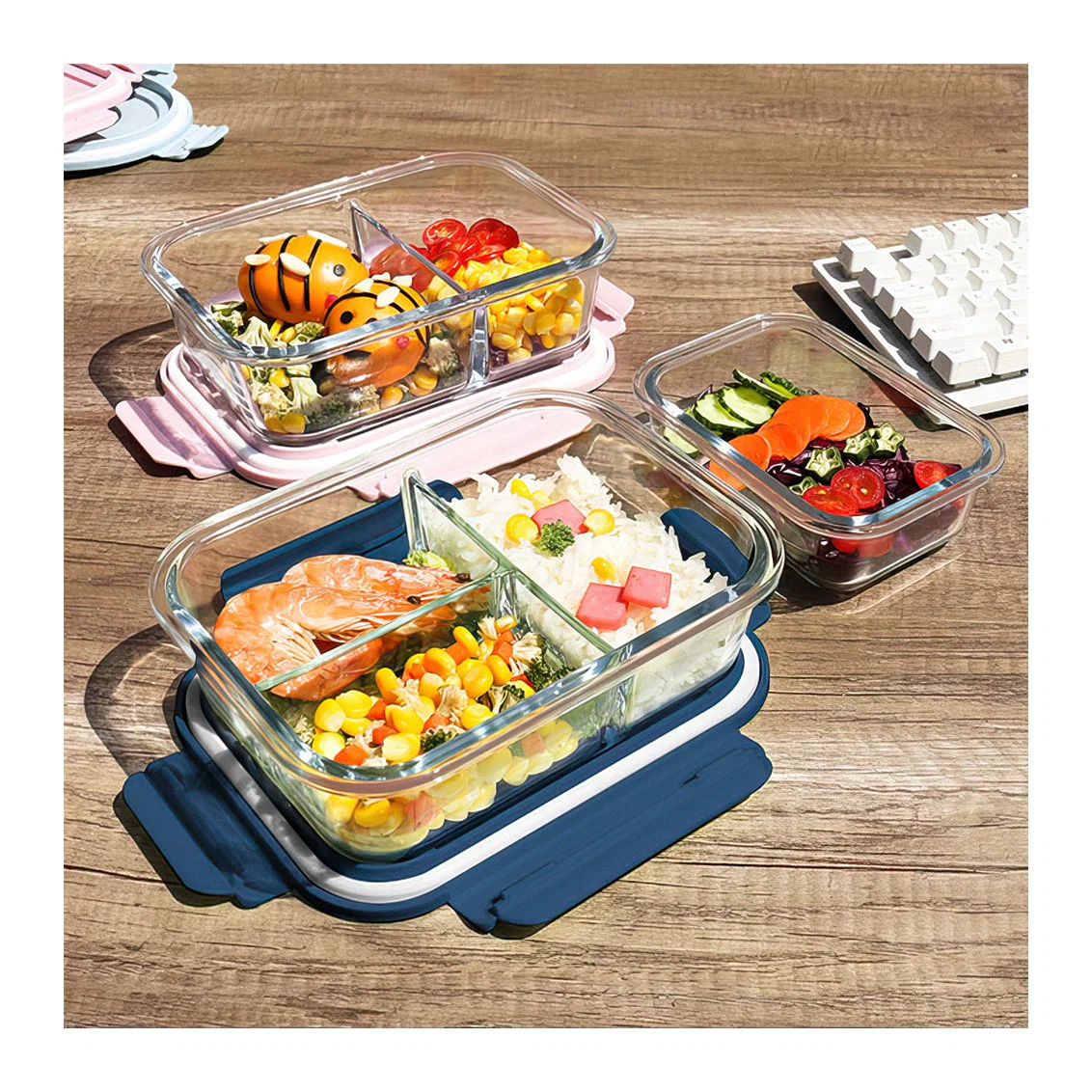 Promotional Newly Hinged Locking Lids Glass Lunch Box Kitchen Home Glass Glassware