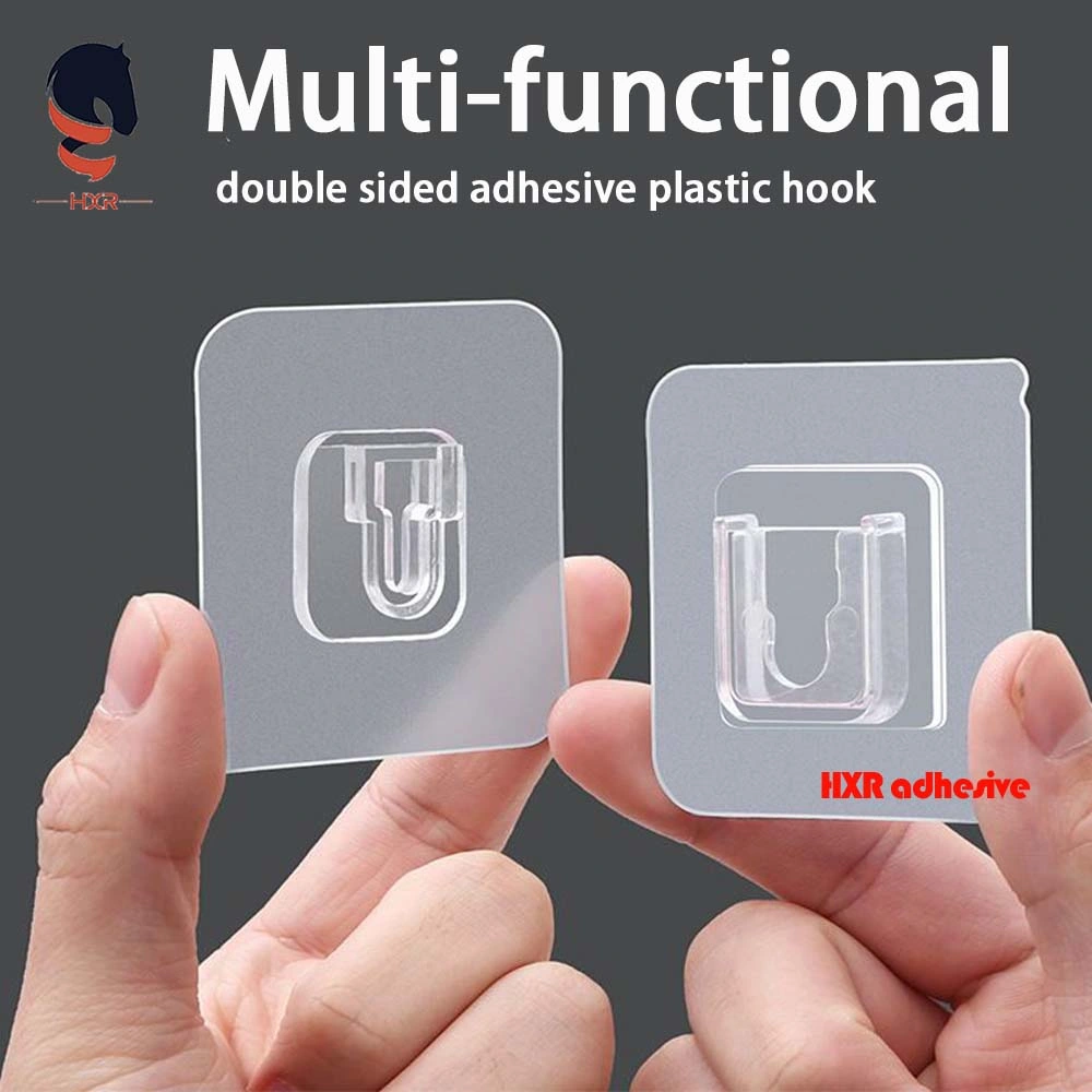 Removable Transparent Plastic Wall Hanger Double-Sided Hook Kit Dual Lock