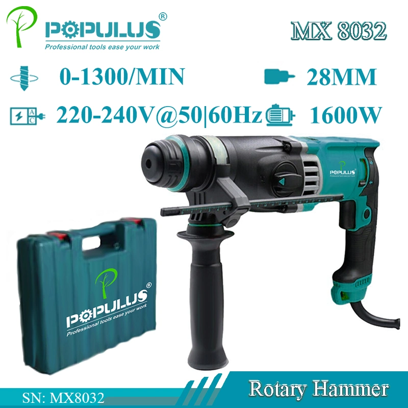 Populus New Arrival Industrial Quality Rotary Hammer Power Tools 1600W/28mm Electric Hammer for Pakistan Market