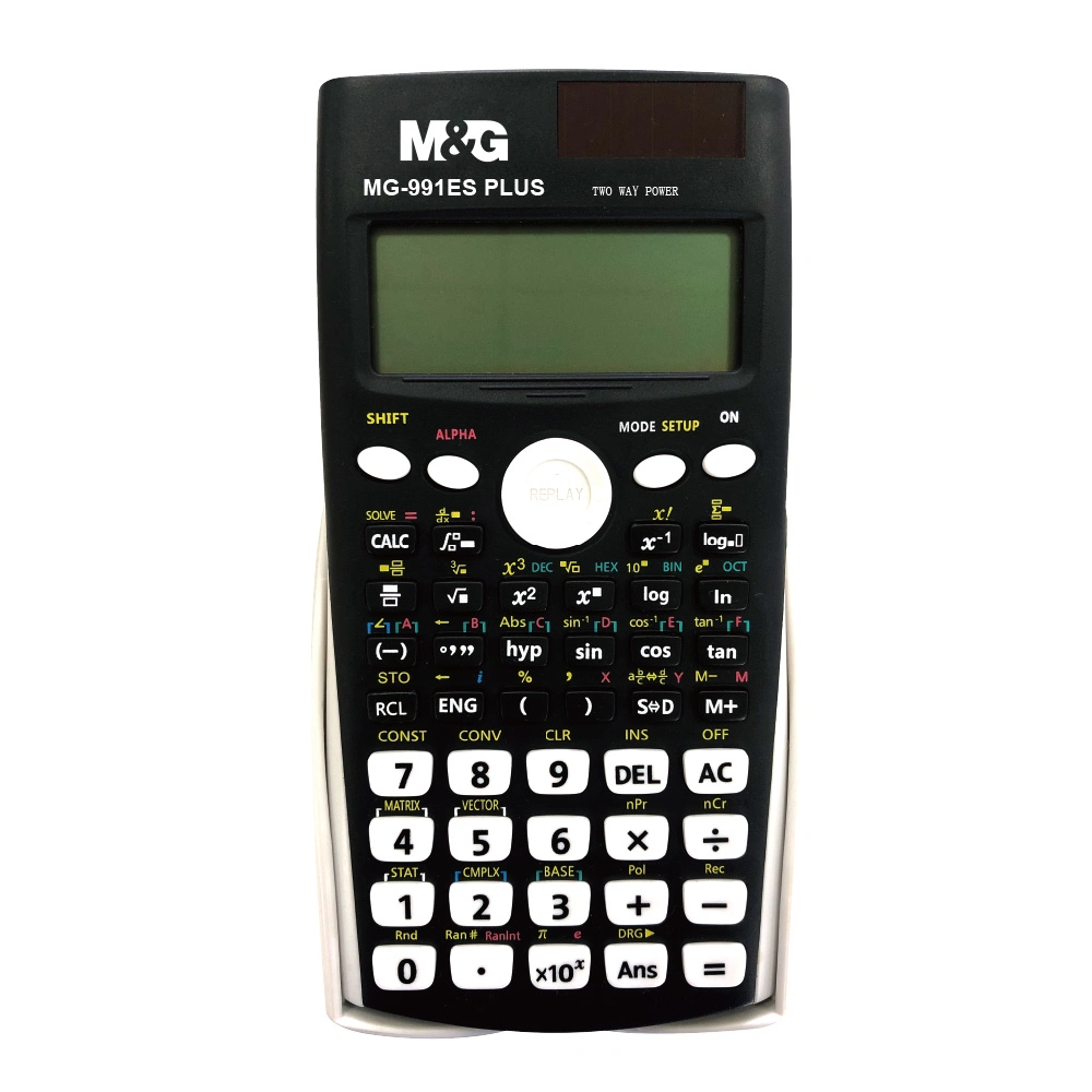 M&amp;G 12 رقمًا حاسبة علمية 417 وظائف مع غلاف، 991ES-Plus، طاقة ثنائية الاتجاه