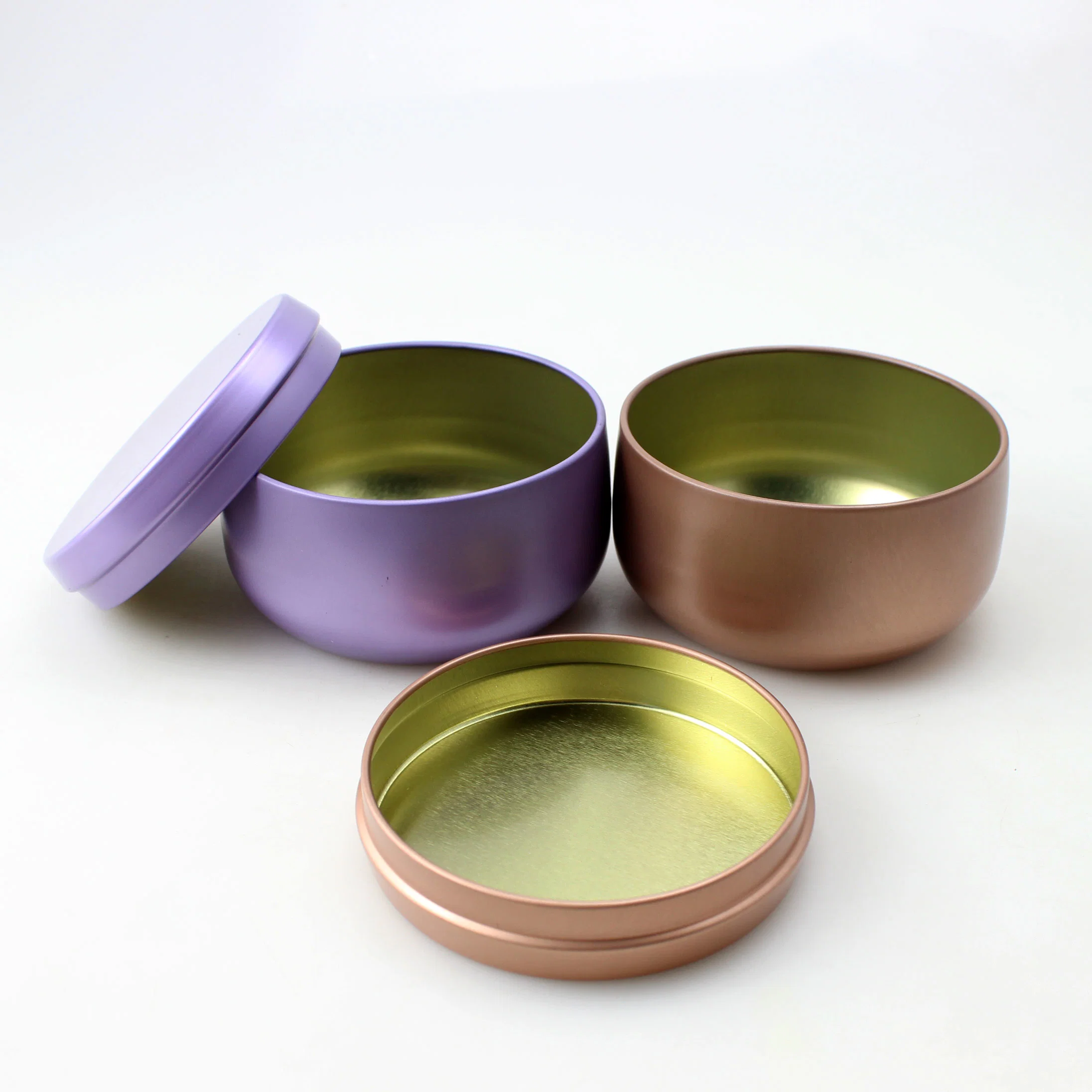 Eco-Friendly Luxury Purple Metal Tin Storage Container Packaging with Lid