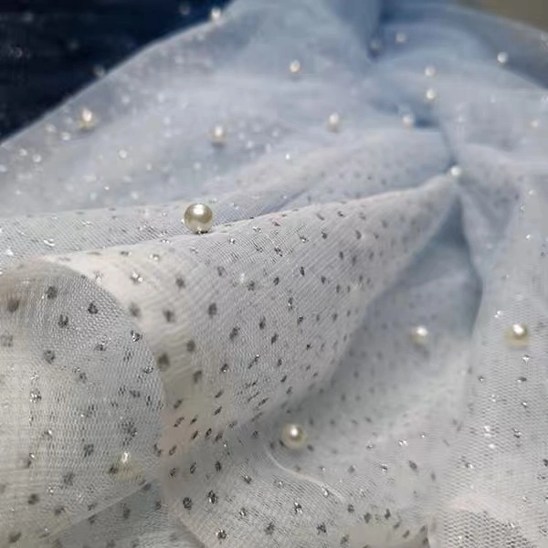 Colourful Beaded Hot Diamond Lace Mesh Fabric Bridal Wedding Dress Veil DIY Sewing Fabric