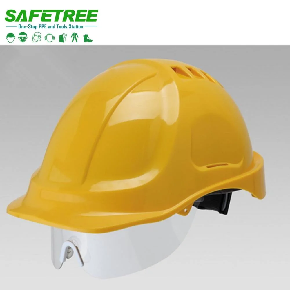 Safetree marcação EN397 &amp; ANSI Z89.1 Standard Industrial ABS capacete com viseira PC Ntc-5 para construção e trabalhador