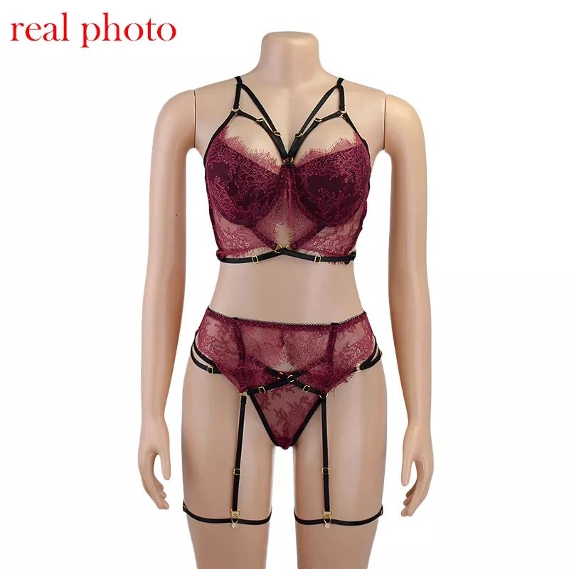 السيدات Lace Lingerie النساء مثير الملابس الداخلية Lace الملابس الداخلية مع غارتر الملابس الداخلية الحمراء