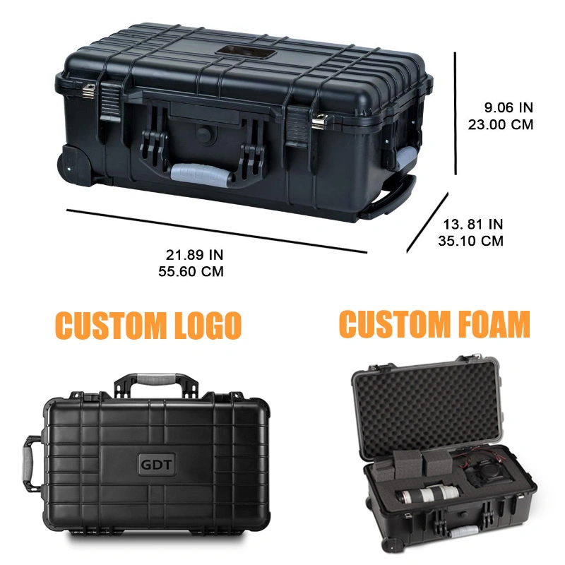 Caja de herramientas de plástico con ruedas al por mayor, carrito de transporte, maleta de vuelo.