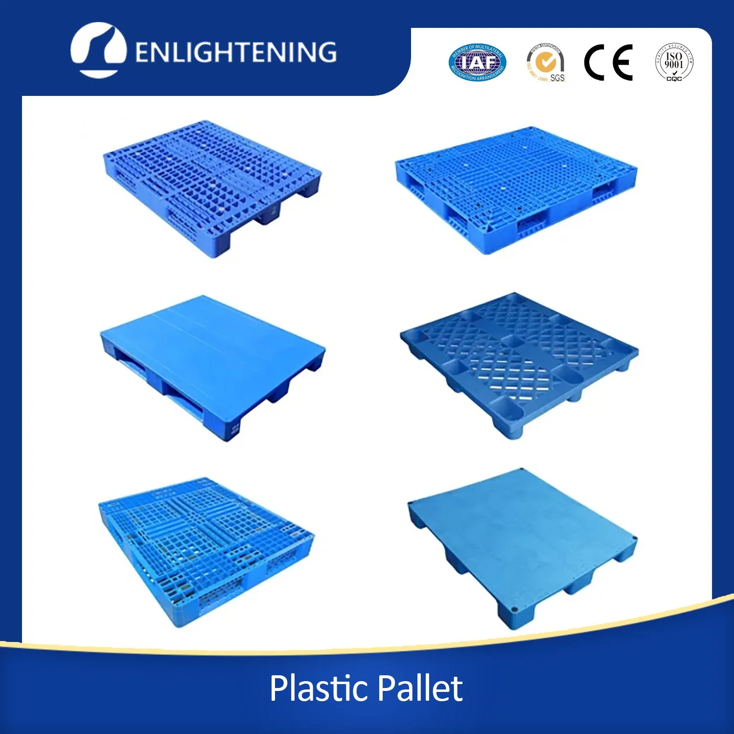 Manufacture OEM Heavy Duty Industrial Steel Reinforced Rack Single Double Face Stacking Grid Solid Cheap HDPE Warehouse Storage Euro Plastic Pallet Price