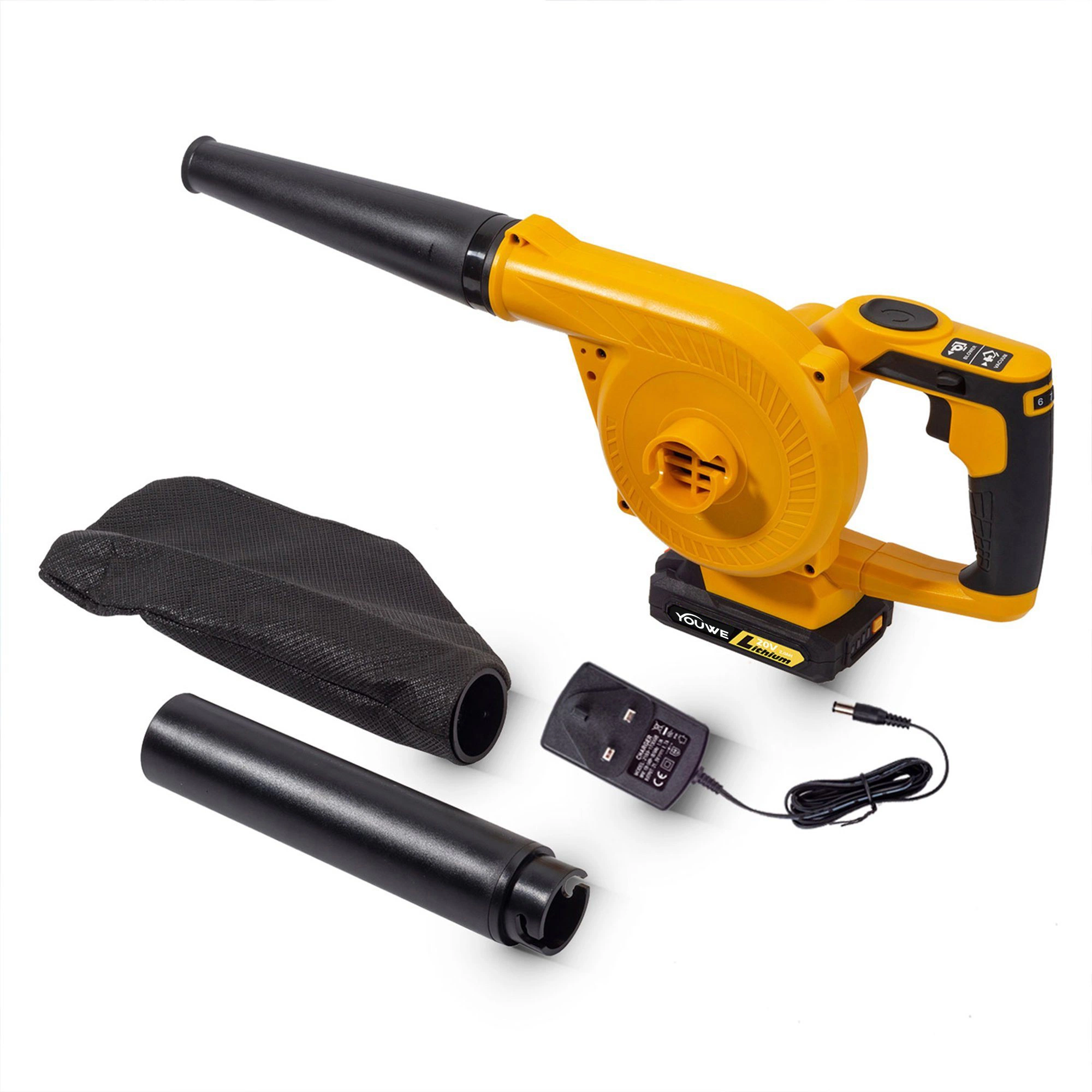 Yellow Portable High Power Lithium Battery Vacuum Cleaner Cordless Leaf Blower