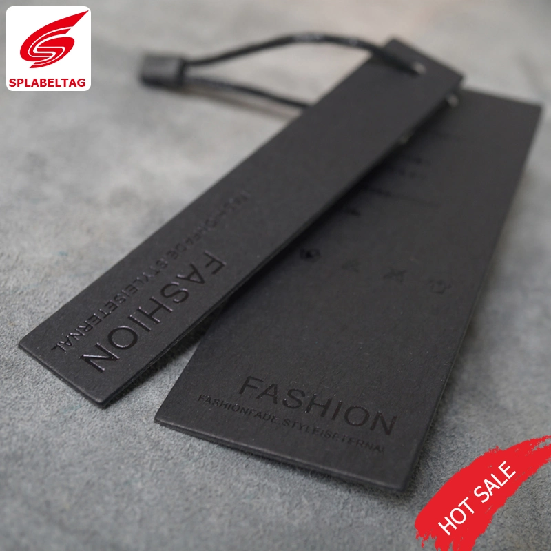 Customized Garment Silk Screen Printed Black Paper Hang Tag