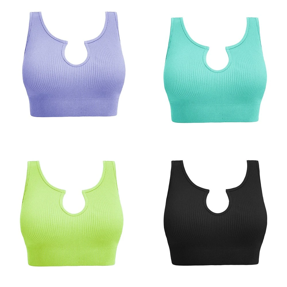 Hiworld New Fashion Threaded Fabric Sports Deep Bra Sportswear Fitness Yogawear