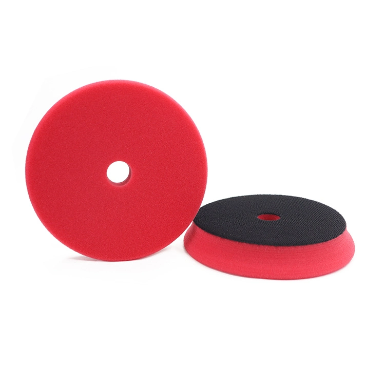 Rojo 5inch 125mm forma redonda borde biselado coche lavar arañazos Extracción de la almohadilla de espuma de acabado suave para la máquina de pulido da