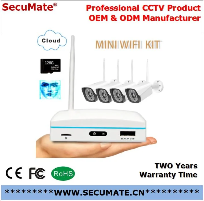 WiFi Surveillance Kit CCTV Home Security Camera System Wireless 8ch NVR Set Outdoor H. 265+ 3MP Gesichtserkennung Cloud P2P