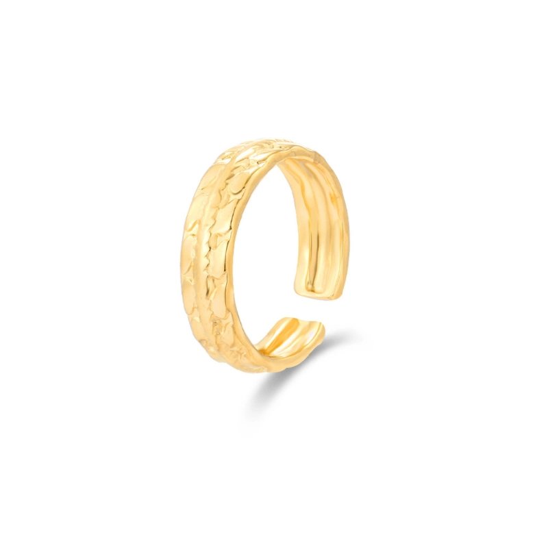 Europa y los Estados Unidos Open Adjustable Ring Titanium Steel El oro real chapado no se desvanece todos los partidos de la moda de la luz Anillo de acero inoxidable de lujo