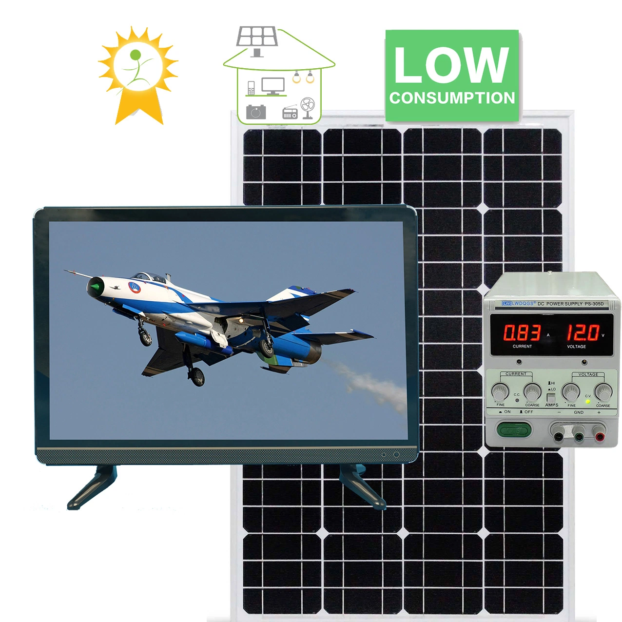 TV Factory Cheap Price Solar TV LED recarregável 19 22 24 32 43 polegadas para televisores LCD com alimentação solar Sistema de Energia de iluminação solar Home