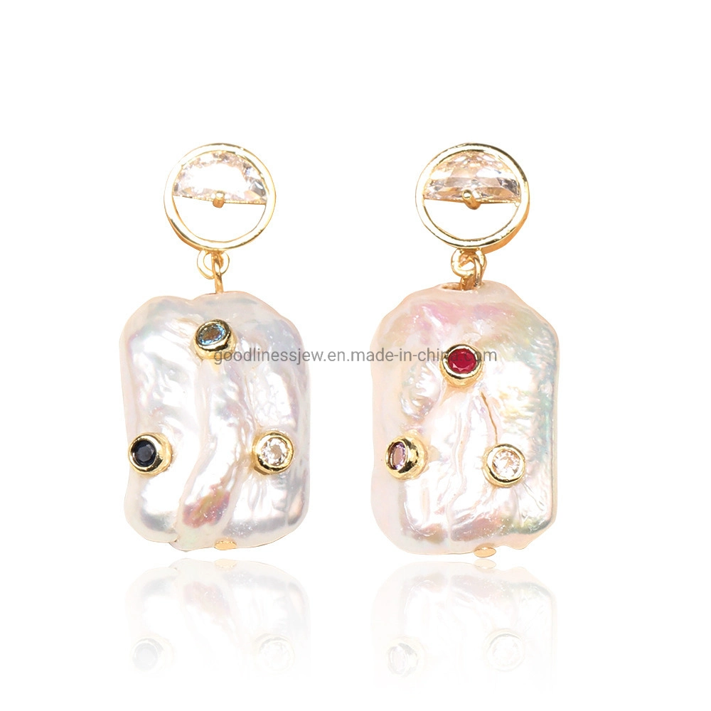 Baroque Pearls Jewelry Silver Earring CZ Fashion Jewelry