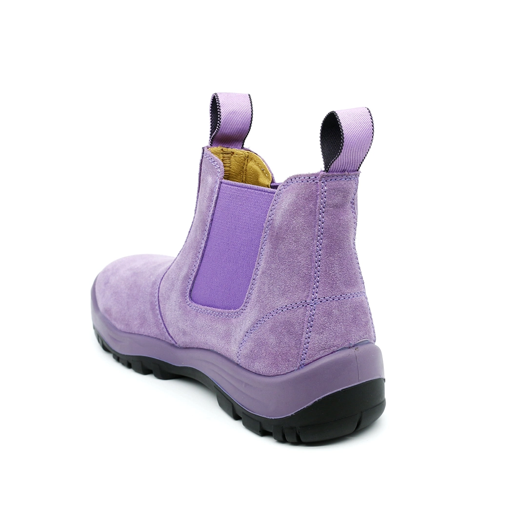 Cow Suede Purple Color Steel Toe PU Pouring Safety Footwear Shoe