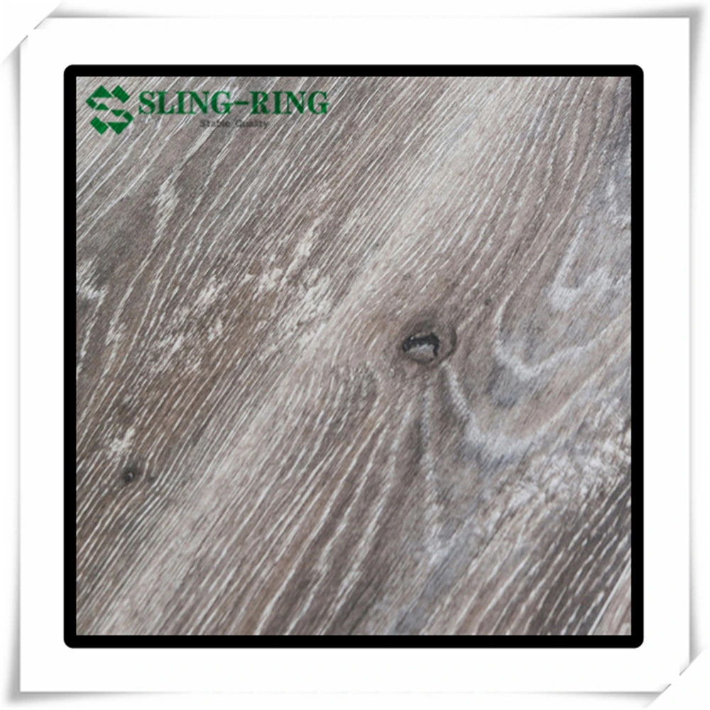 Contreplaqué Bois grain vinyle résistant à l'usure PVC SPC vinyle Cliquez sur plancher avec verrouillage pour une décoration de chambre