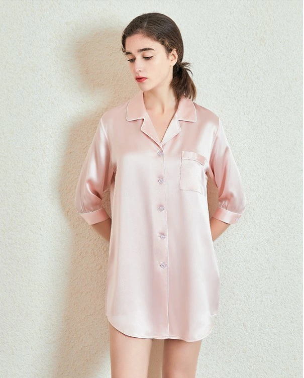 Silk Nightgown Women Sleepwear Evening Leisure Wear 100% Silk Sexy Women Nightgown Sleepwear