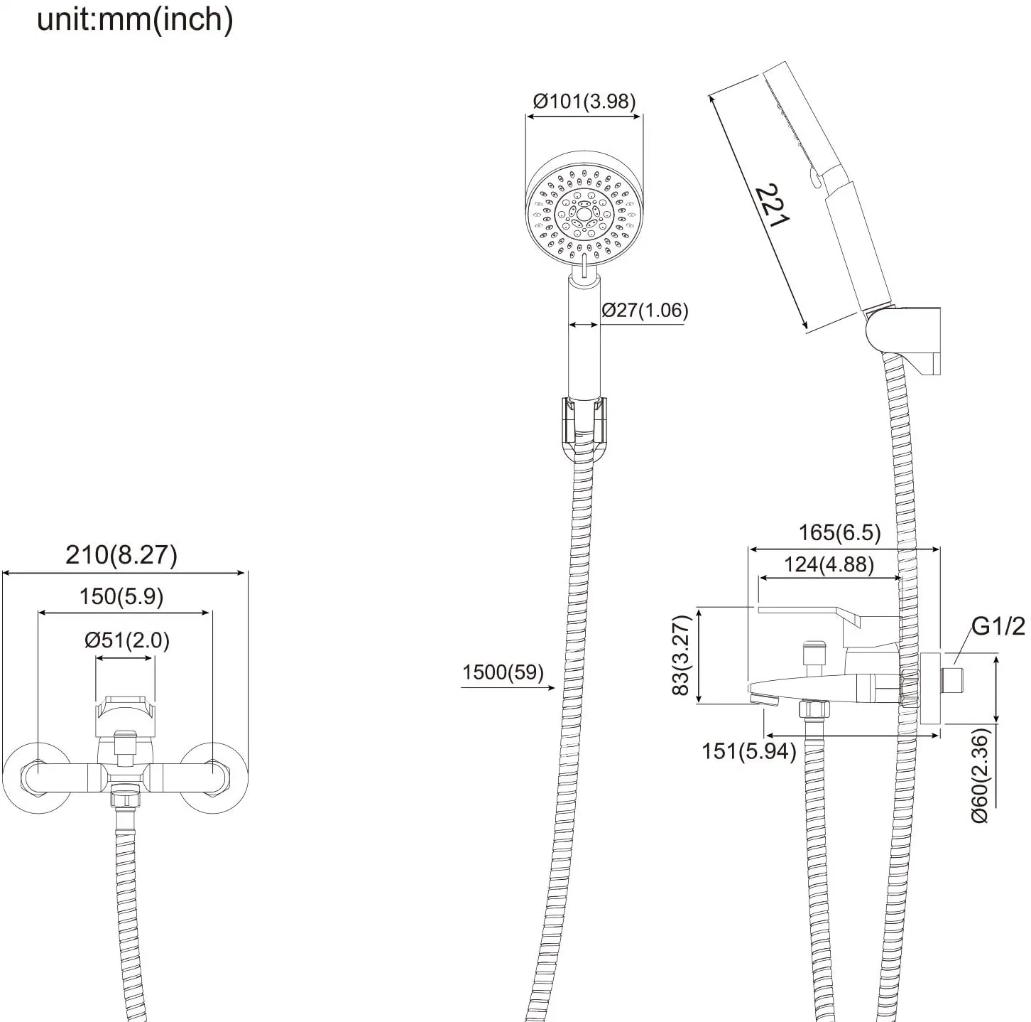 New Style Brass China Sanitaryware Shower Faucet Set Wholesale/Supplier Bathtub Mixer with Shower Head