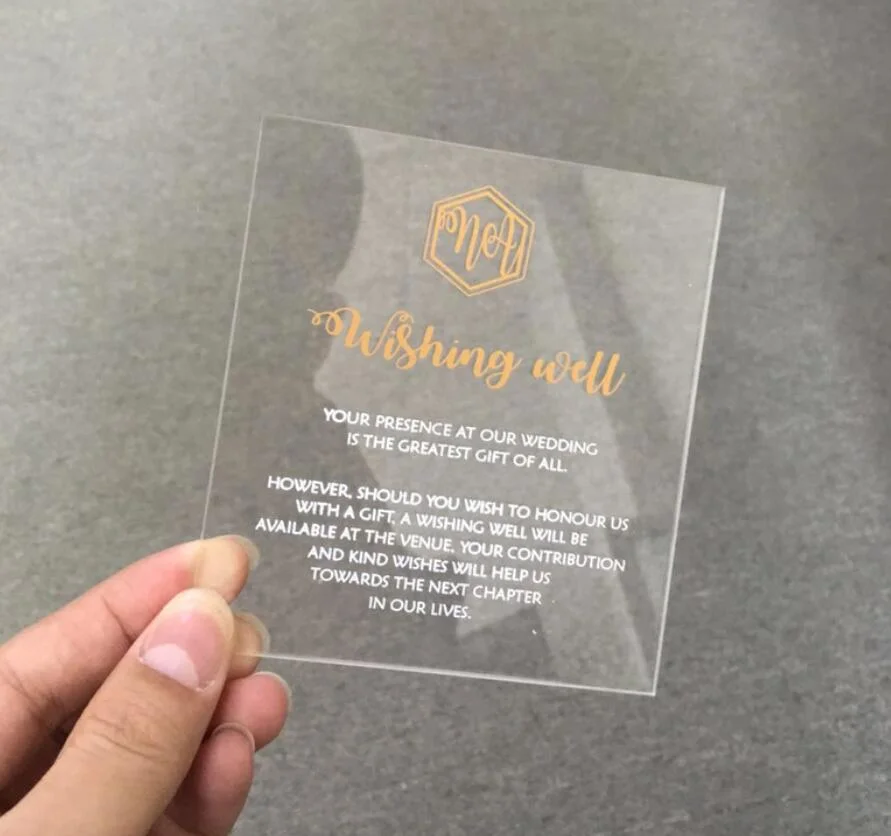 Custom Made Elegant Design Acrylic Round Wedding Invitations Cards
