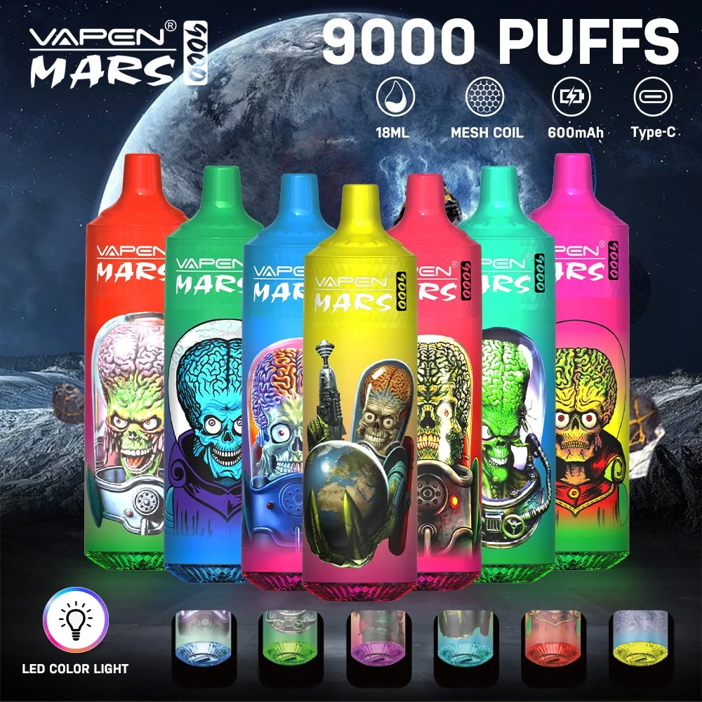 Pod jetable E-cigarette RVB Light Vape 9000 puffs 9K Tornado Vapen Mars sans nicotine option E cigarette RM Vape