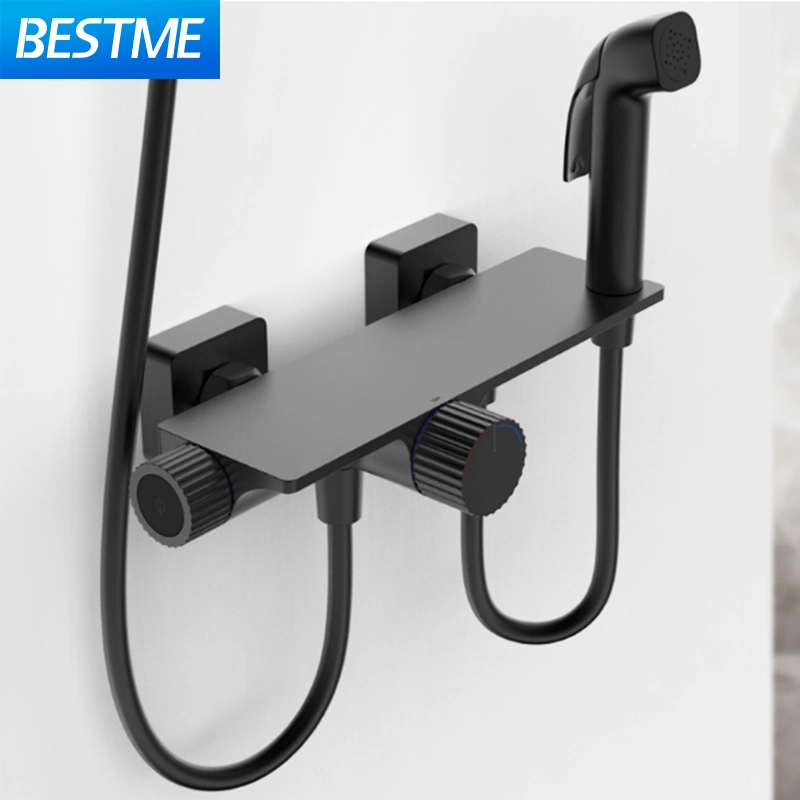 Bestme Brand 2023 New Design Wall Mounted Brass Chrome and Black Health Sprayer Gun 4 Functional Shower Faucet (TBF-006)