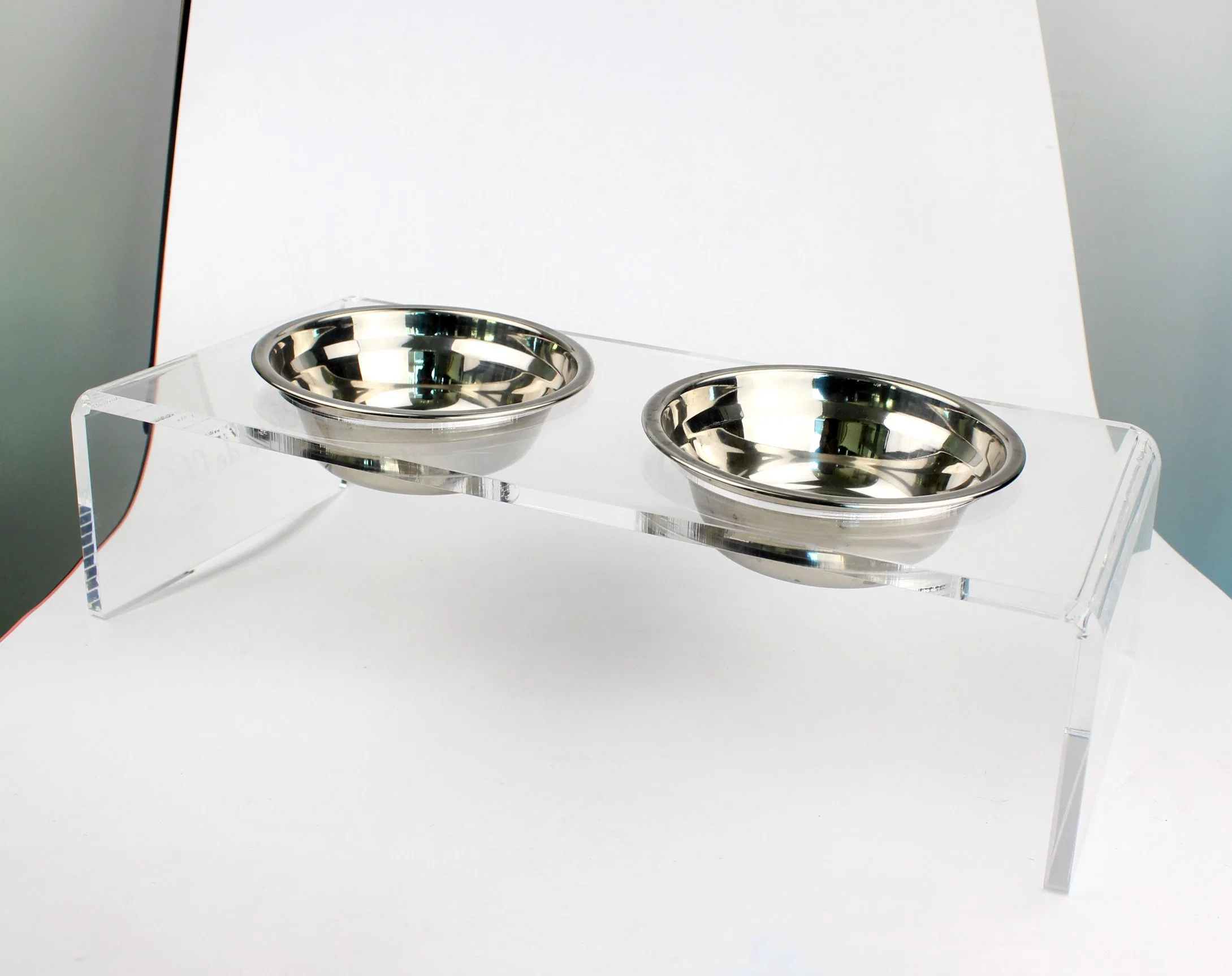 New Design Double Bowls Acrylic Pet Feeder