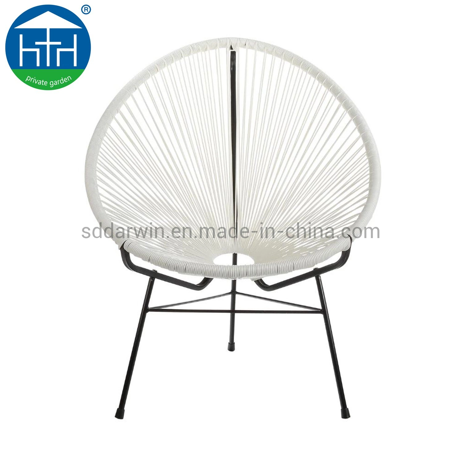 Patio de Rattan Poly metal moderno de forma de huevo Luna conjunto Asiento silla Acapulco