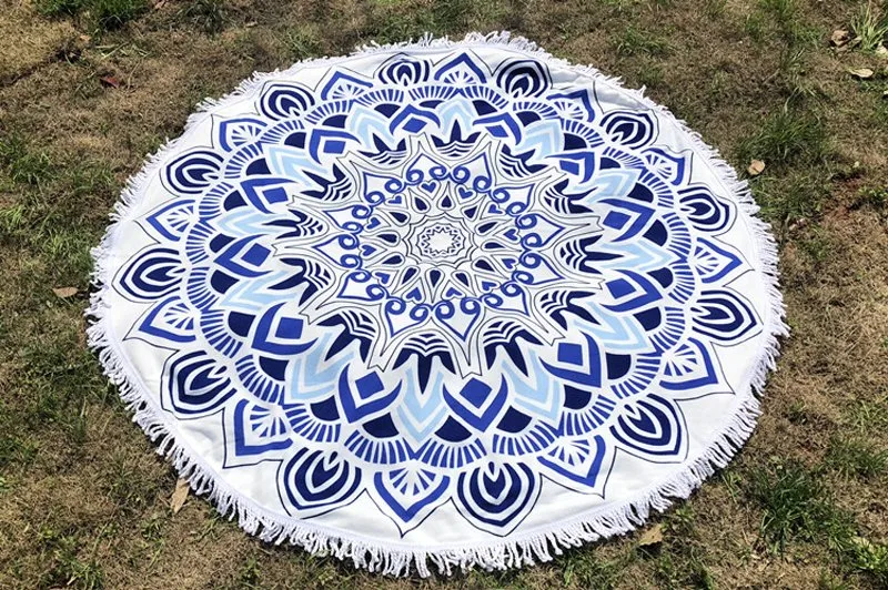 Round Shape Microfiber Beach Towels Factory Customized with Printed Artworks and Dyed Color, Gym and Sports Applications