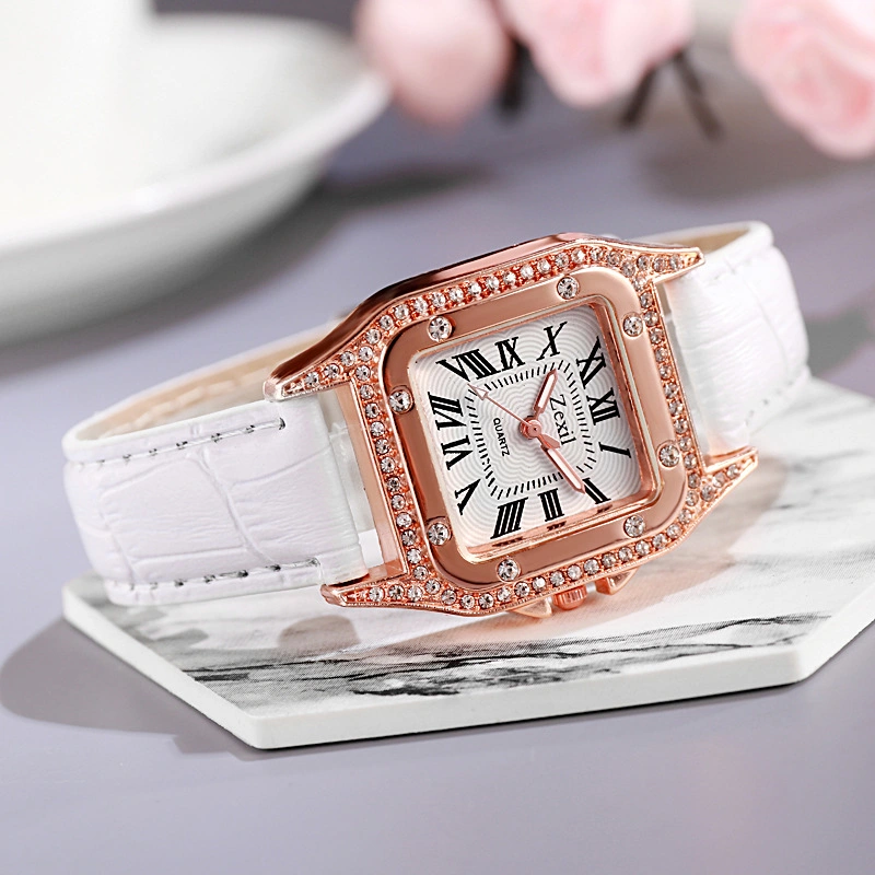 Korean Fashion Square Diamond Inlaid Reloj de cinturón para mujer