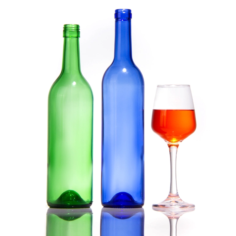 High quality/High cost performance Empty 750 Ml Clear Antique Green Bordeaux Glass Wine Bottles