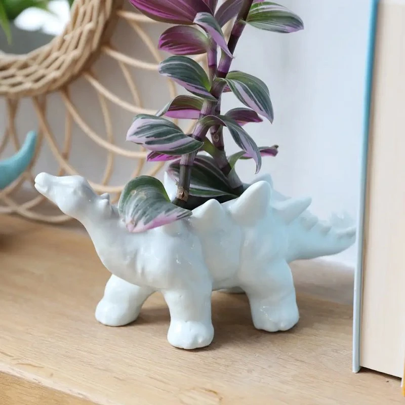 Dinosaur Head Planter Flower Pot Animal Decor for Garden and Home