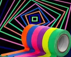 Fluorescent Neon Gaffer Tape-5 Pack Cloth Matt Finish Is Reactive Under UV Blacklight Spike Tape