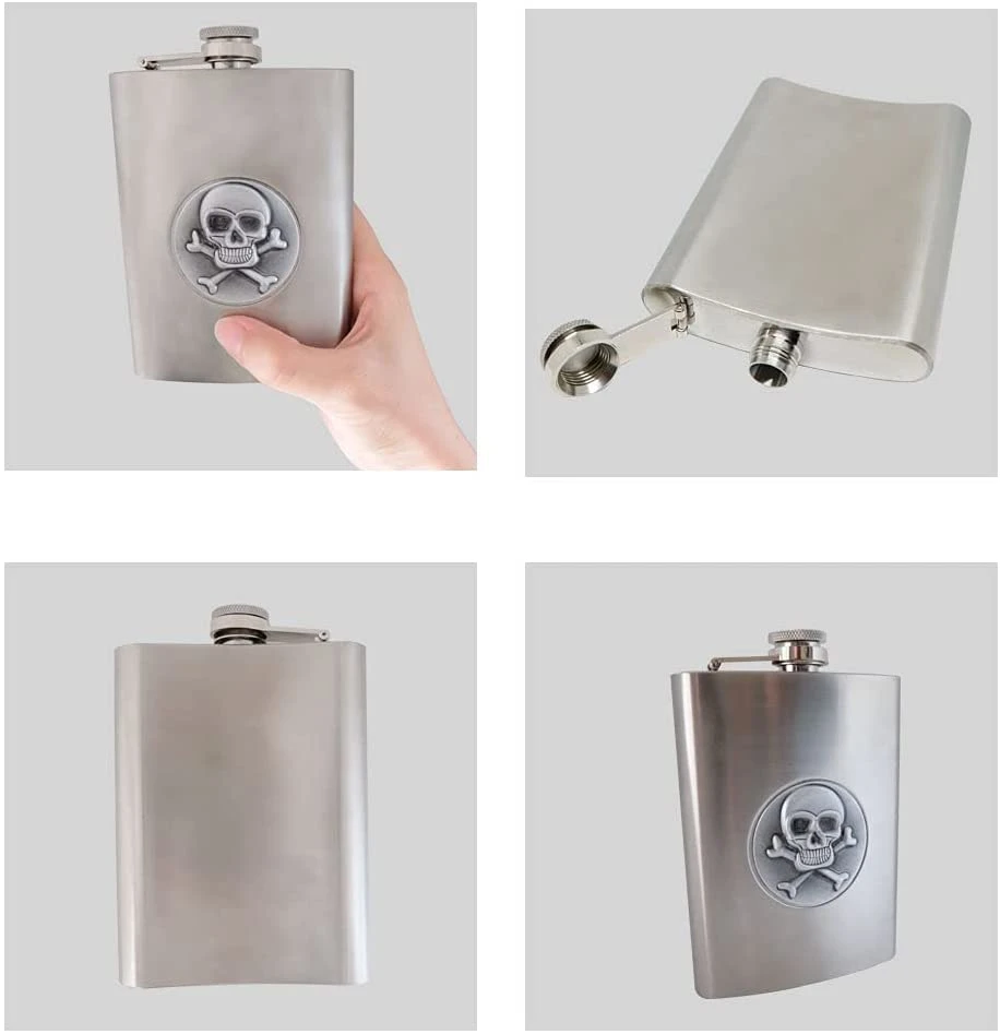 8 Oz Skull Ideal Leakproof Drinking Flask Stainless Steel Hip Flasks for Liquor Whiskey