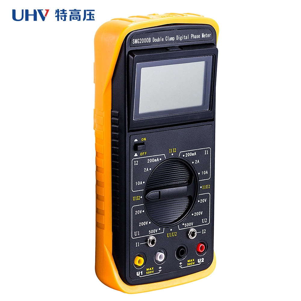 Smg2000b Digital Double Clamp Phase Meter Multimeter AC Voltmeter Ammeter Electrical Measuring Instruments