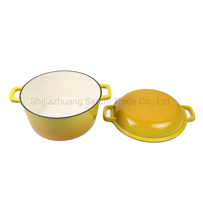 Enameled Cast Iron Combi Pot 2 in 1 Kitchen Cookware Dutch Oven