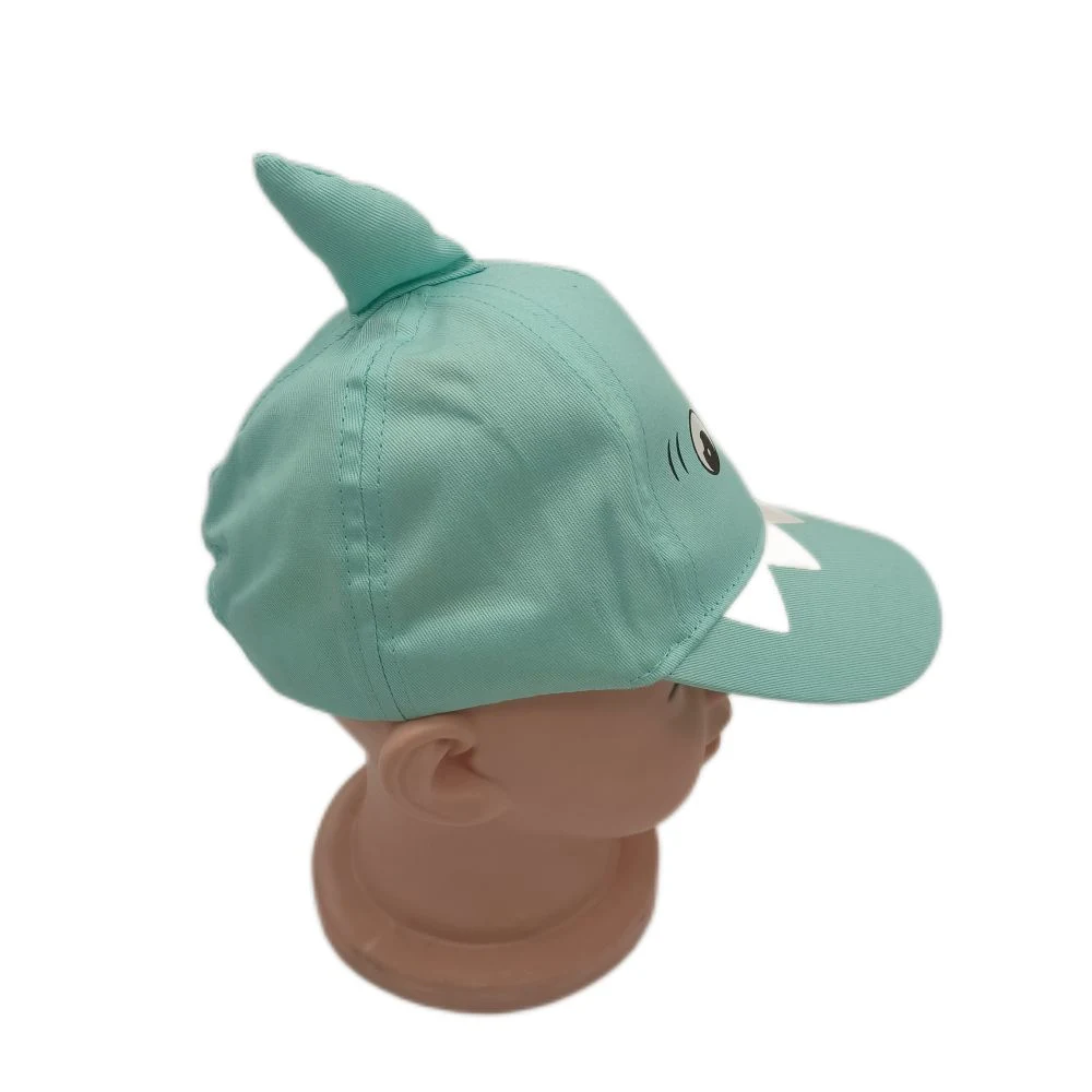 High Quality Custom Summer Boy's Cotton Shark Print Back Elastic Band 5-Piece Baseball Cap